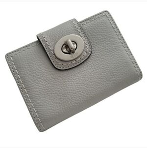 Coach Pebbled Leather Turnlock Wallet in Light Gray